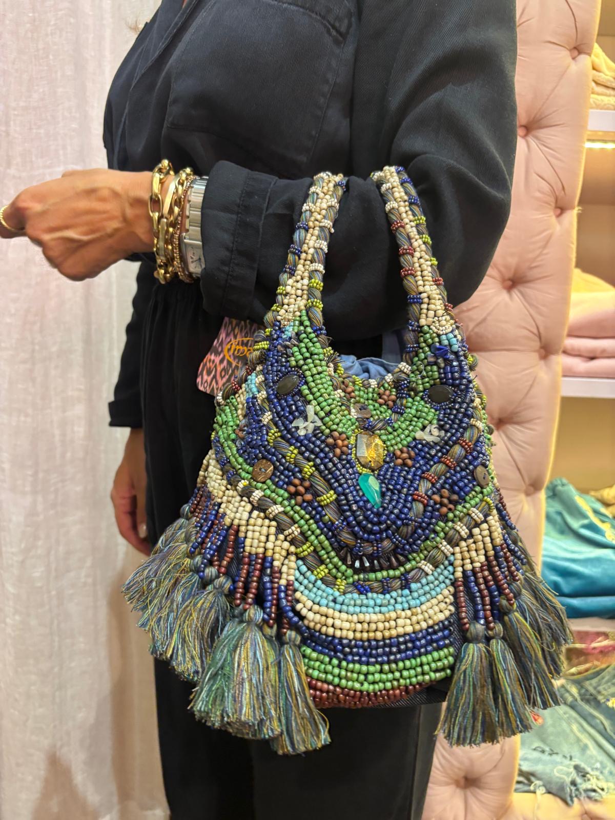 Borsa Perline Verde scuro