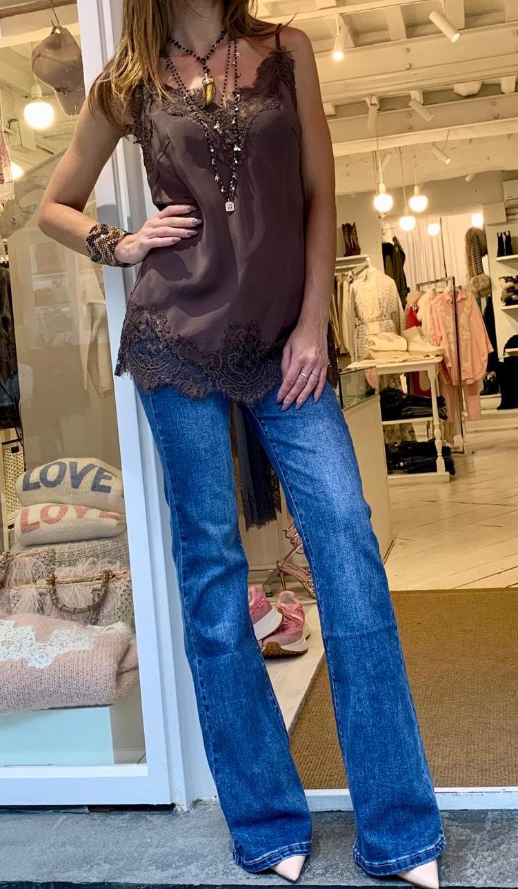 Canotta seta con pizzo