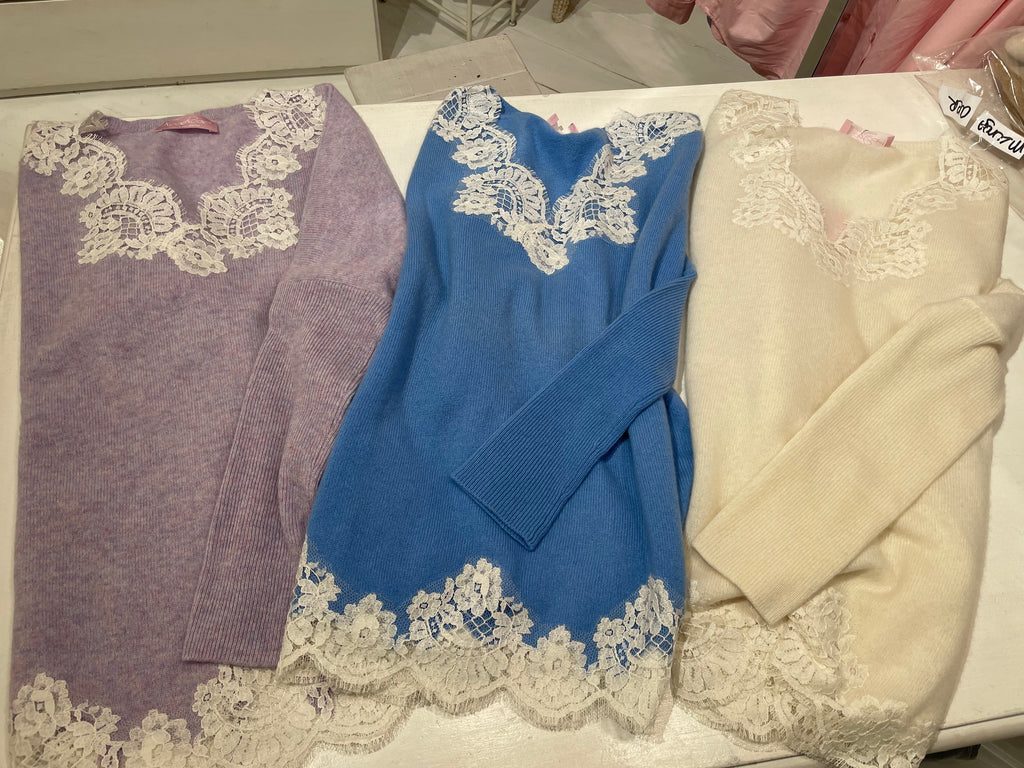 Maglia in cachemire e pizzo