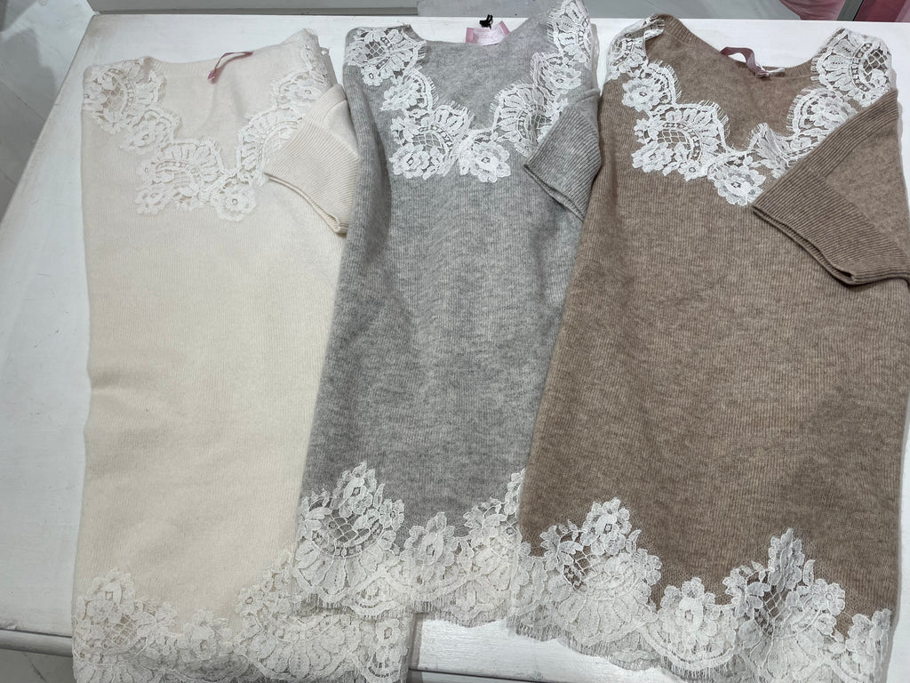 Pull cachemire e pizzo