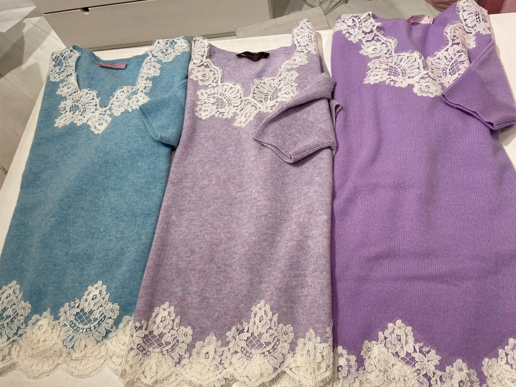 Pull cachemire e pizzo