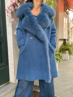 Cappotto doppiopetto con pelliccia eco