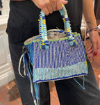 Borsa perline blu