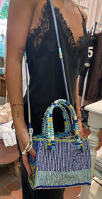 Borsa perline blu