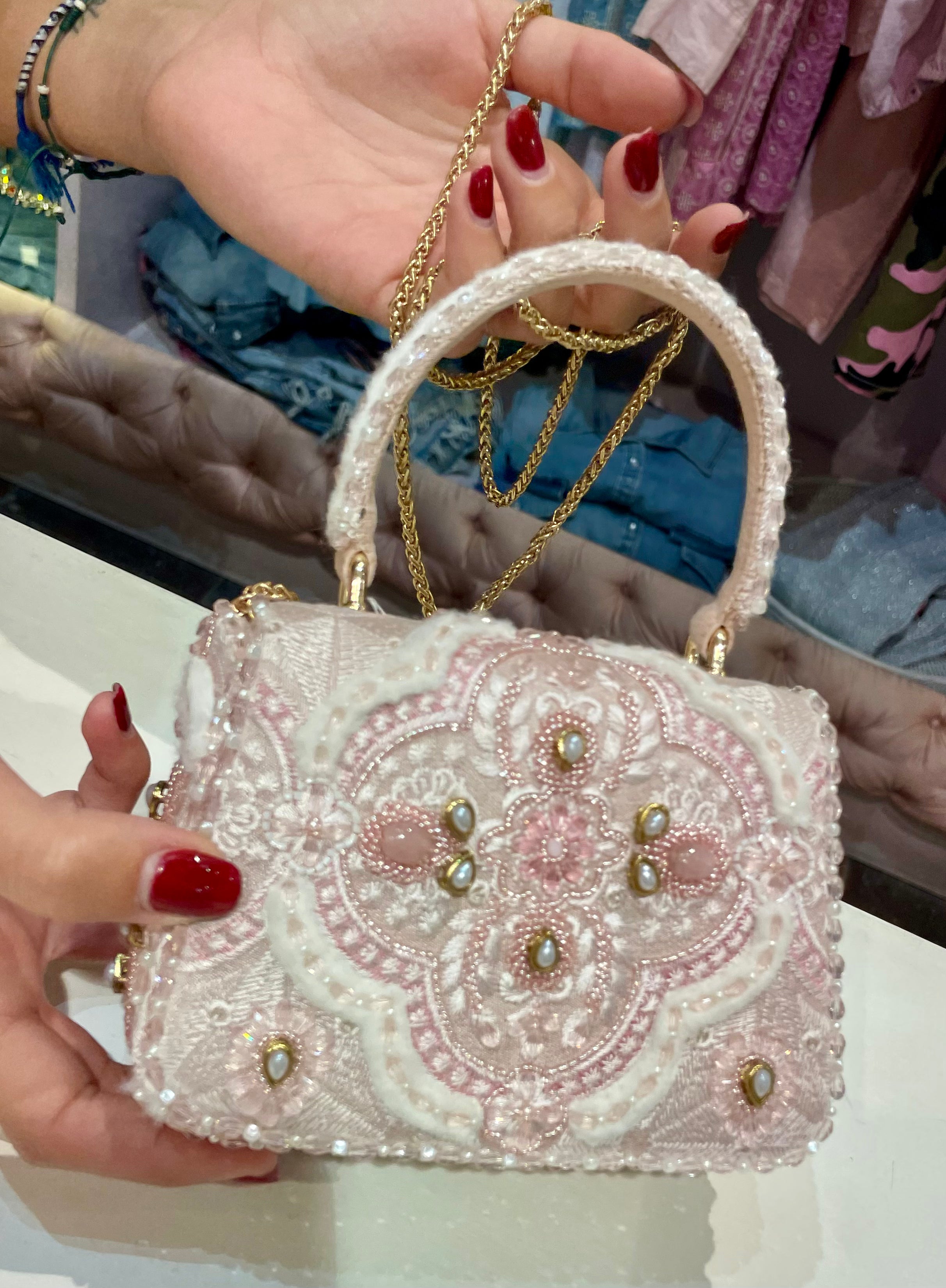 Borsa Perline Rosa