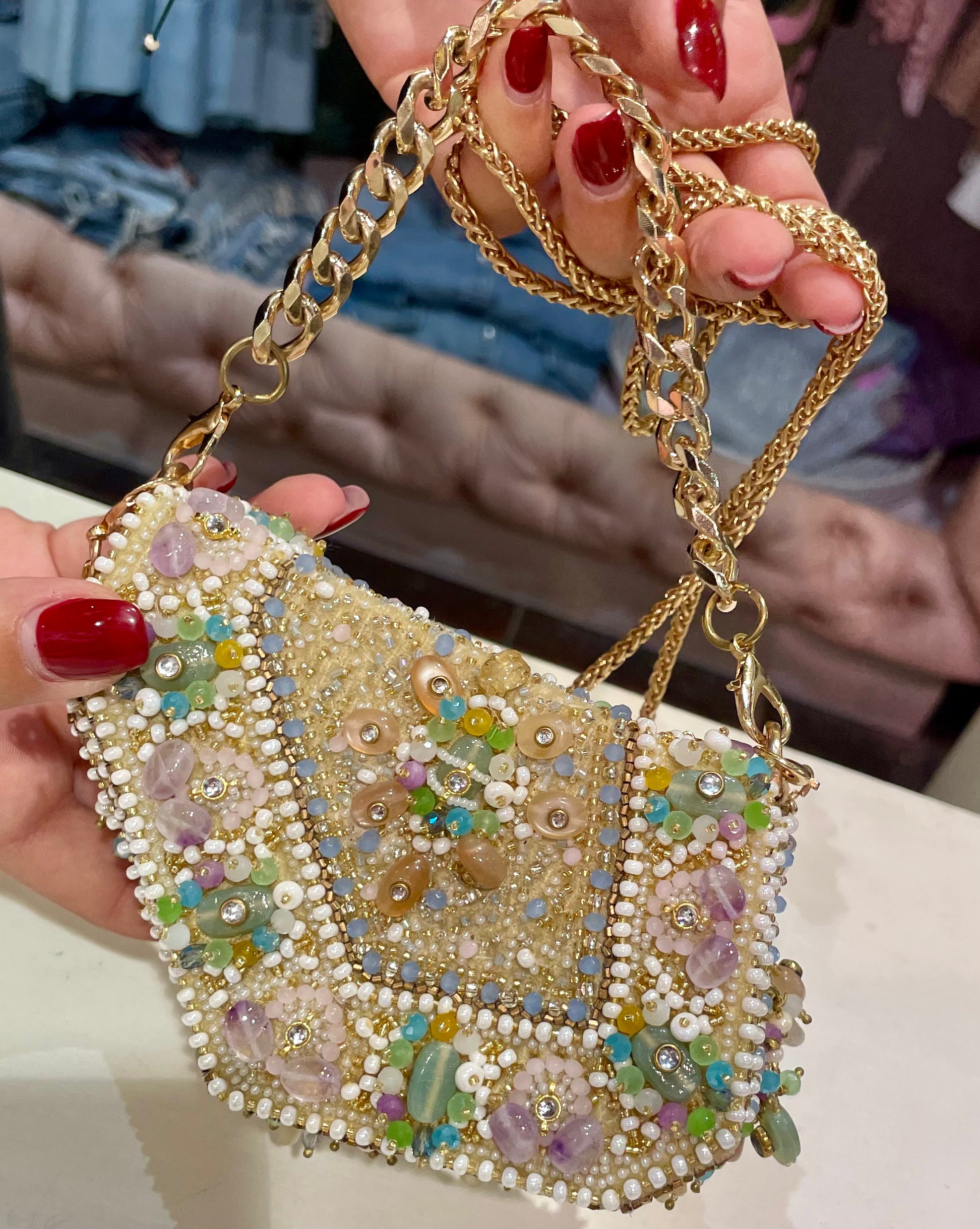 Borsa Perline forma geometrica