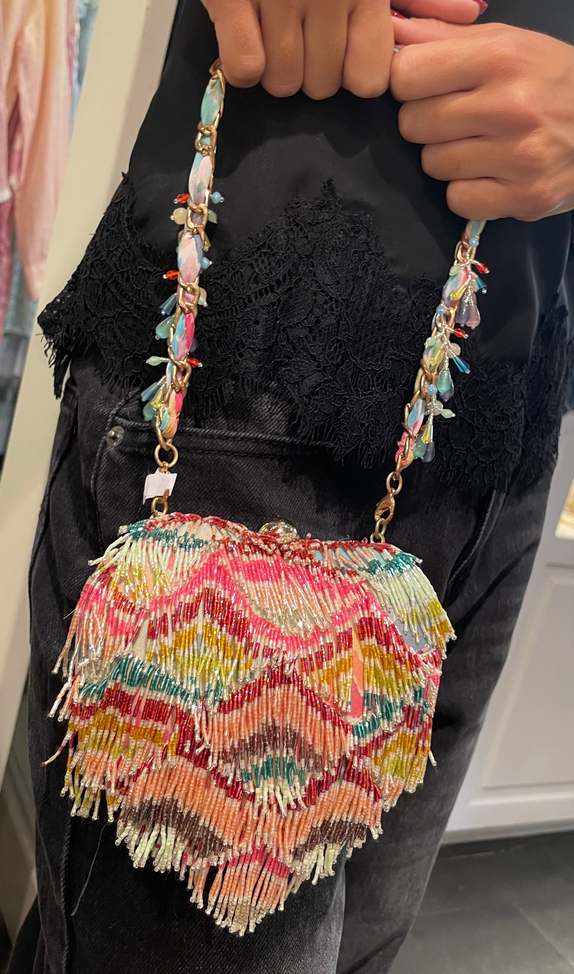 Borsa Perline Cuore Multicolor