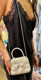 Borsa Perline Avorio