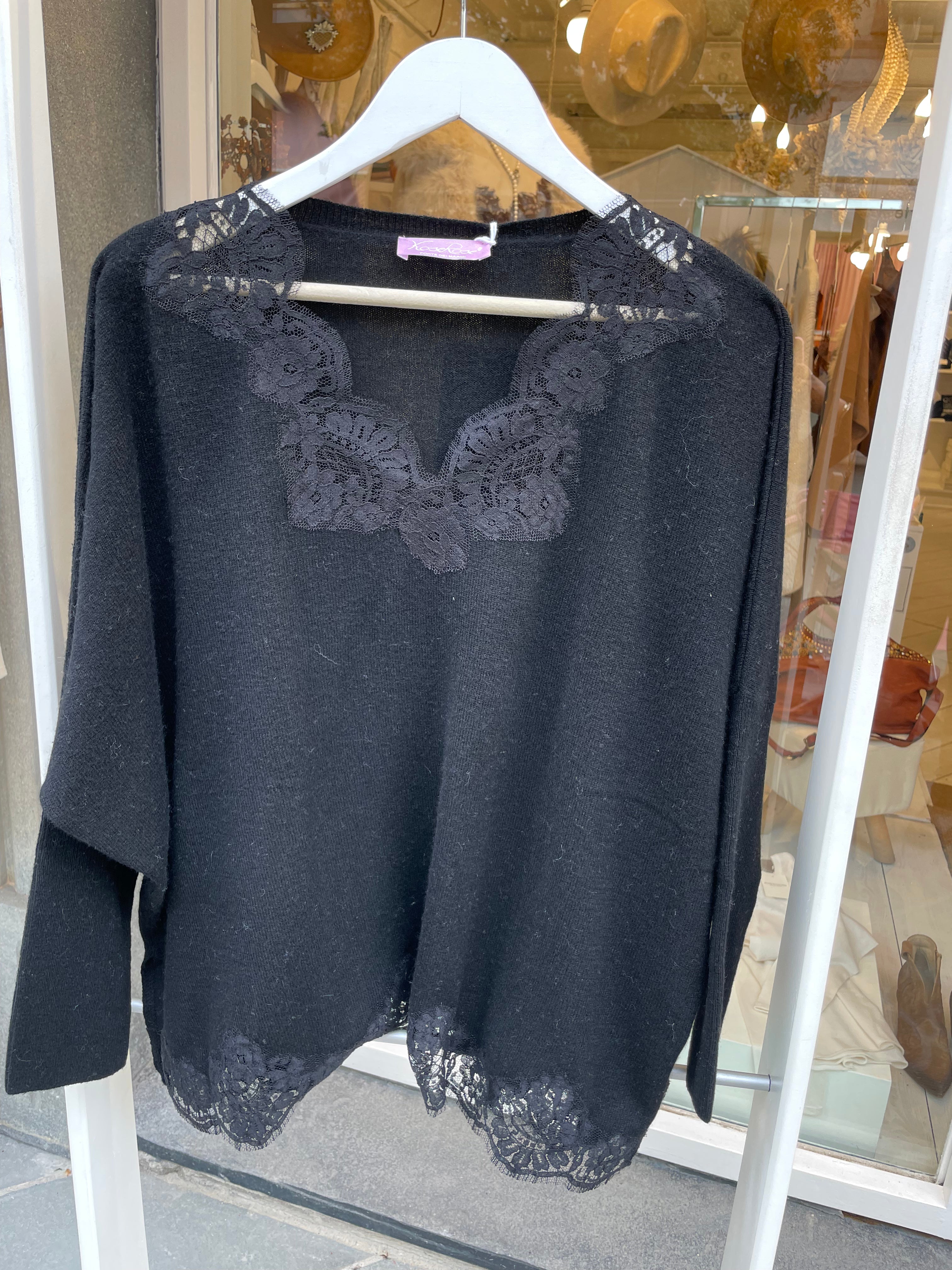 Maglia in cachemire e pizzo