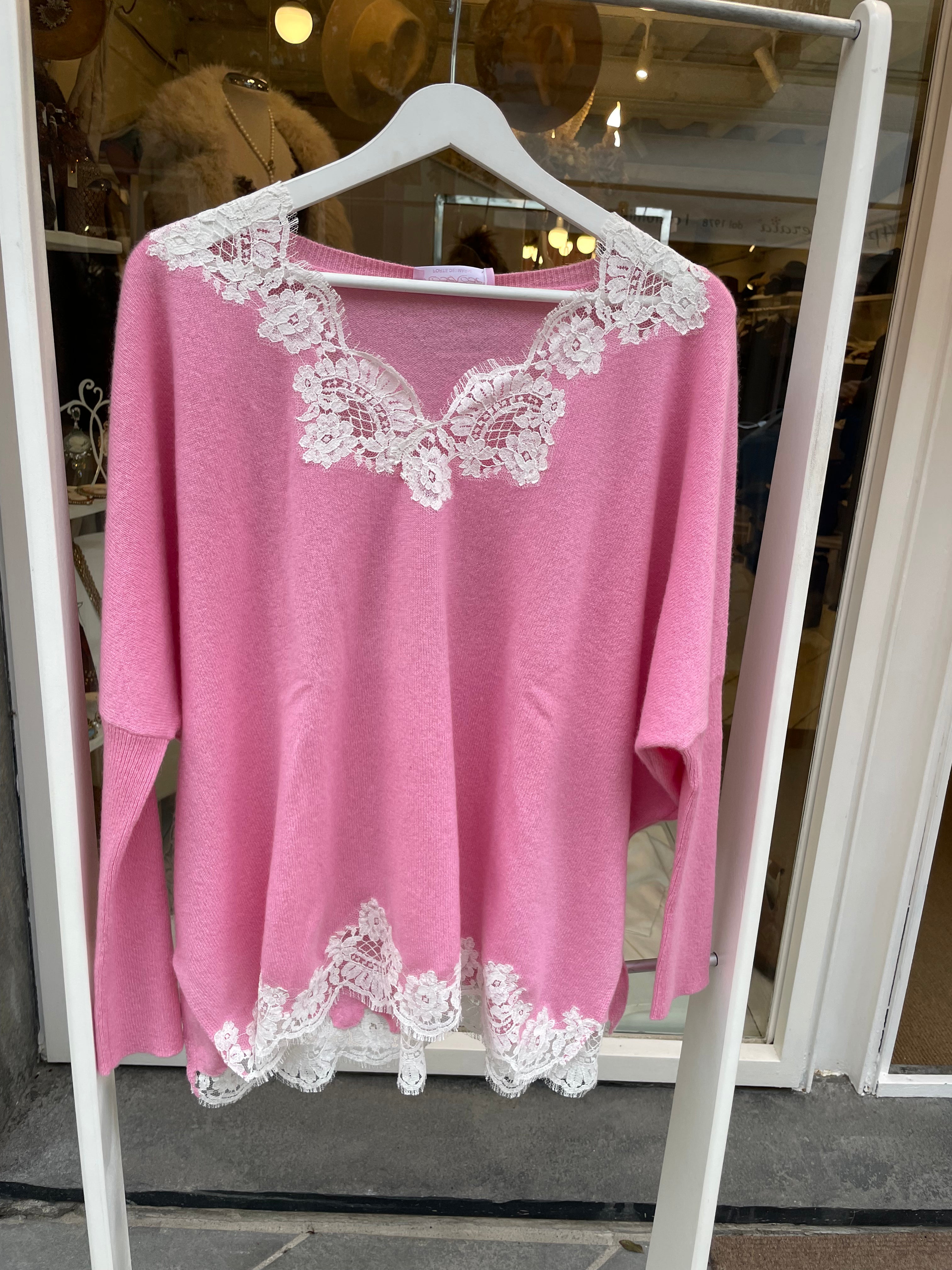 Maglia in cachemire e pizzo