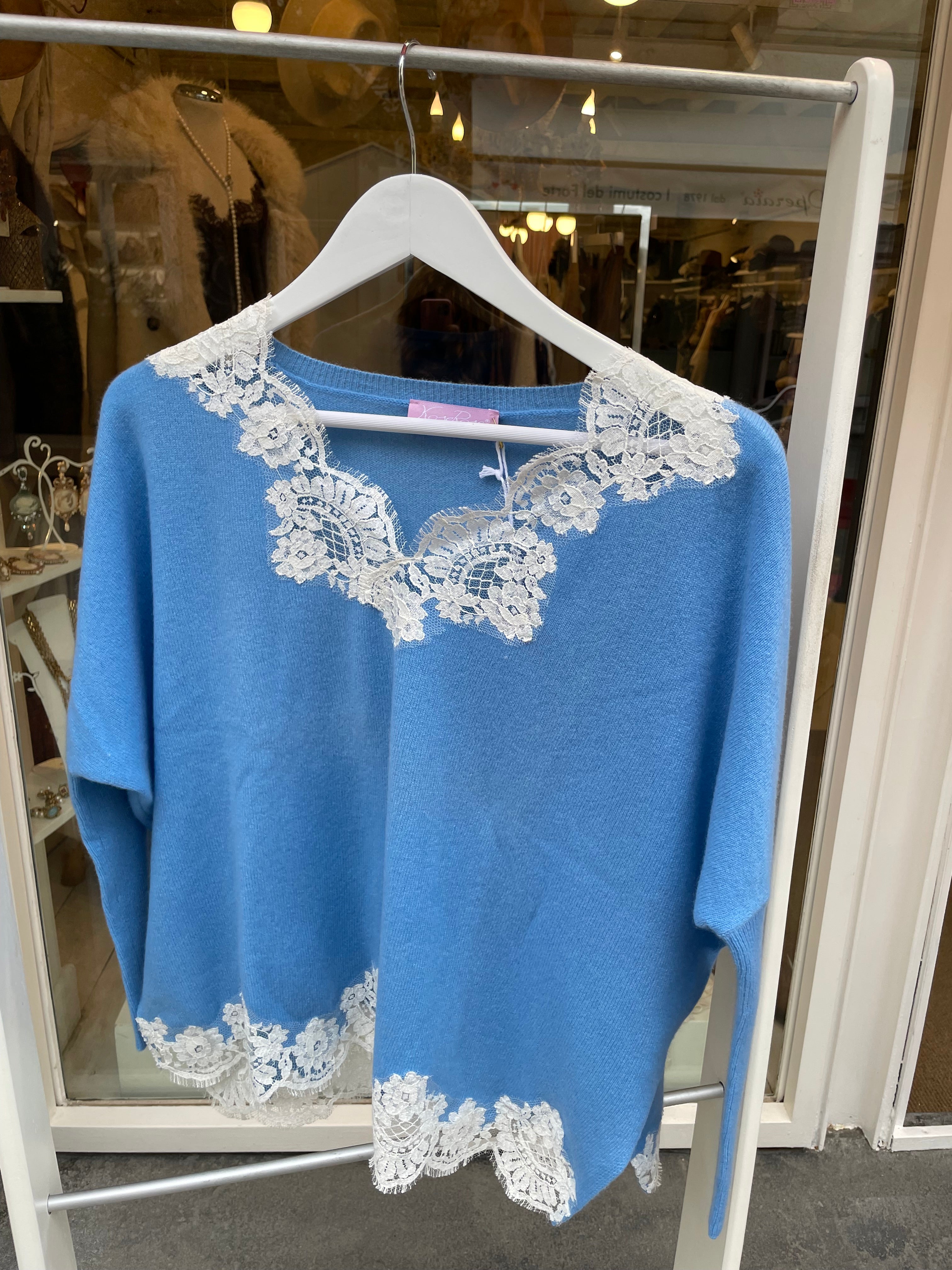 Maglia in cachemire e pizzo