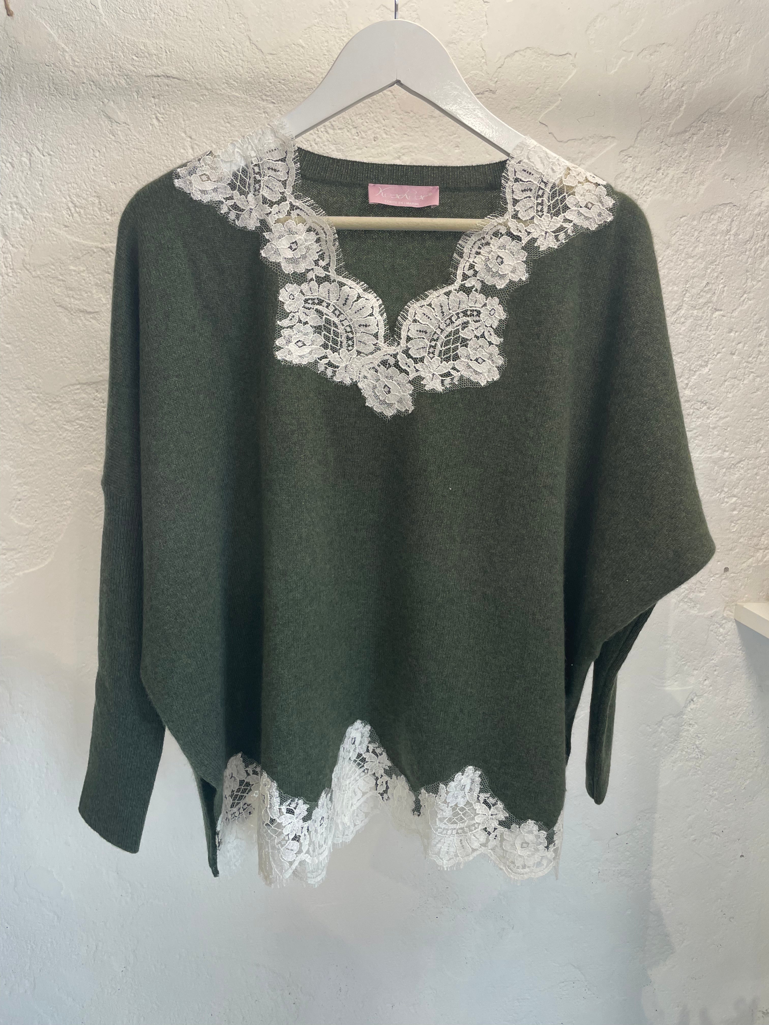 Maglia in cachemire e pizzo