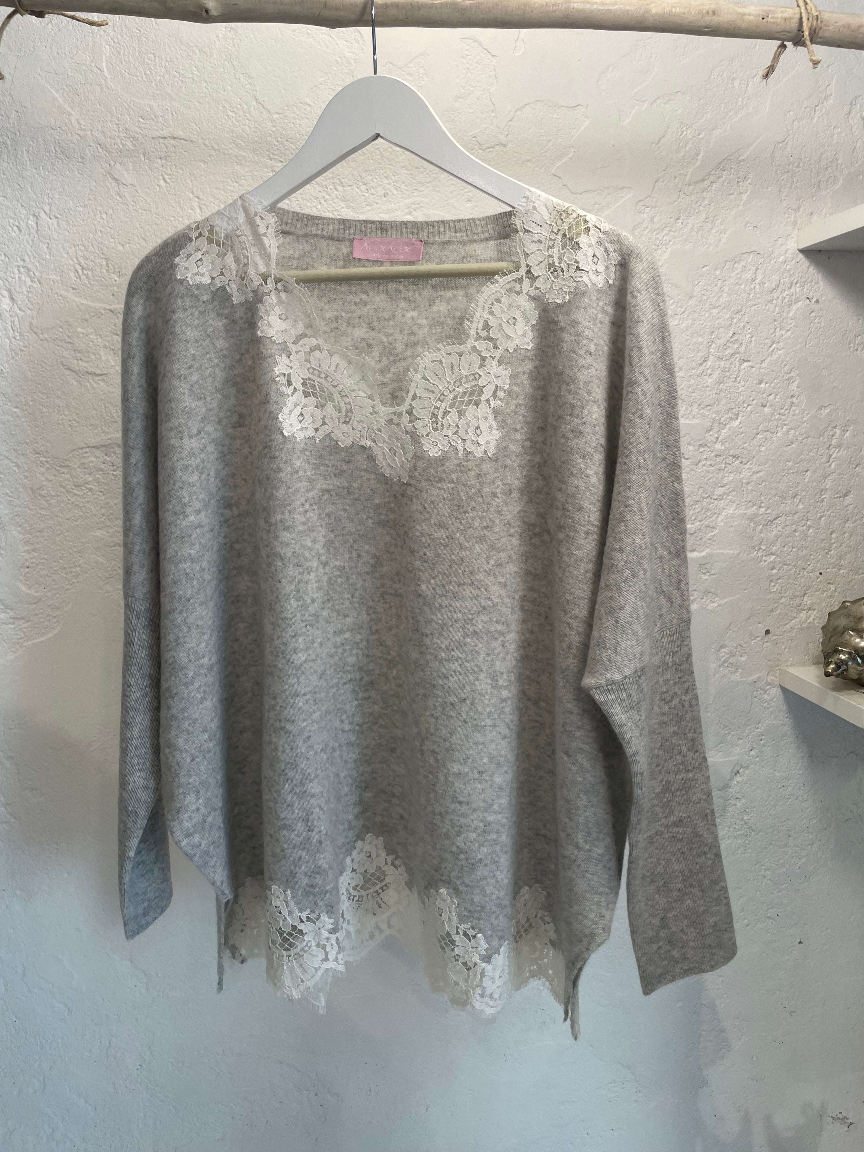 Maglia in cachemire e pizzo