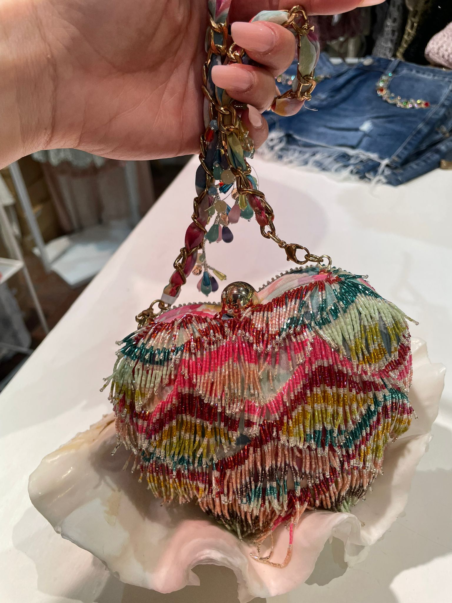 Borsa Perline Cuore Multicolor