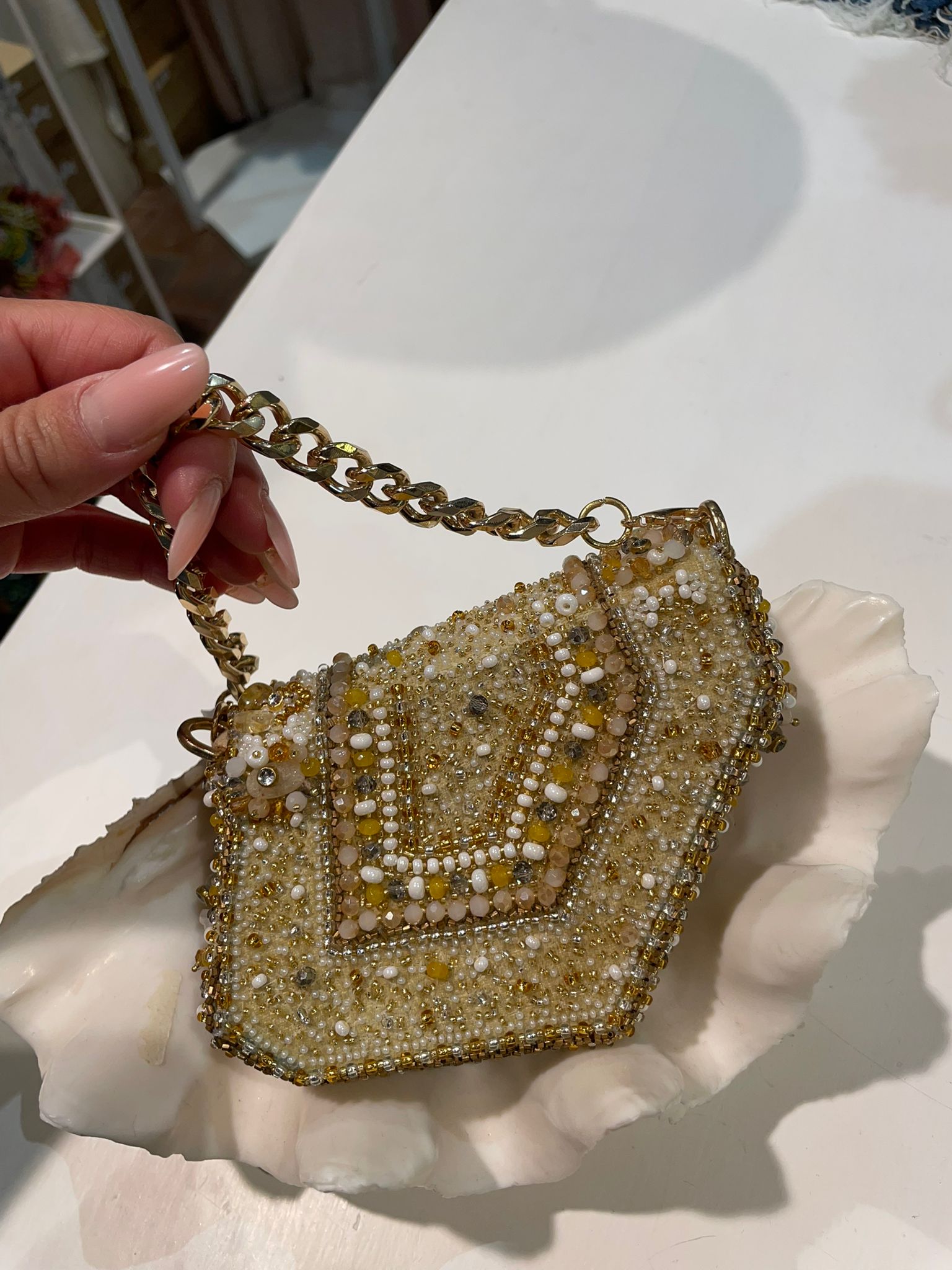 Borsa Perline forma geometrica