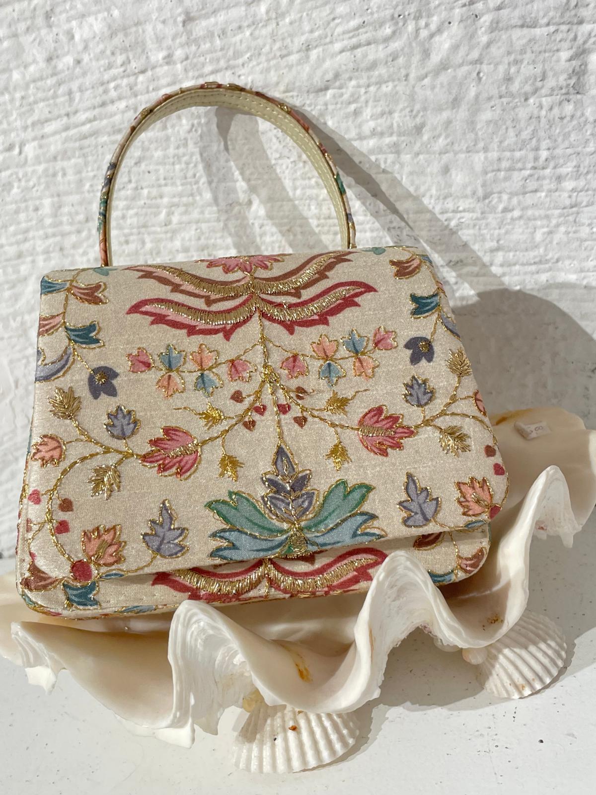 Borsa Perline con stampa a fiori