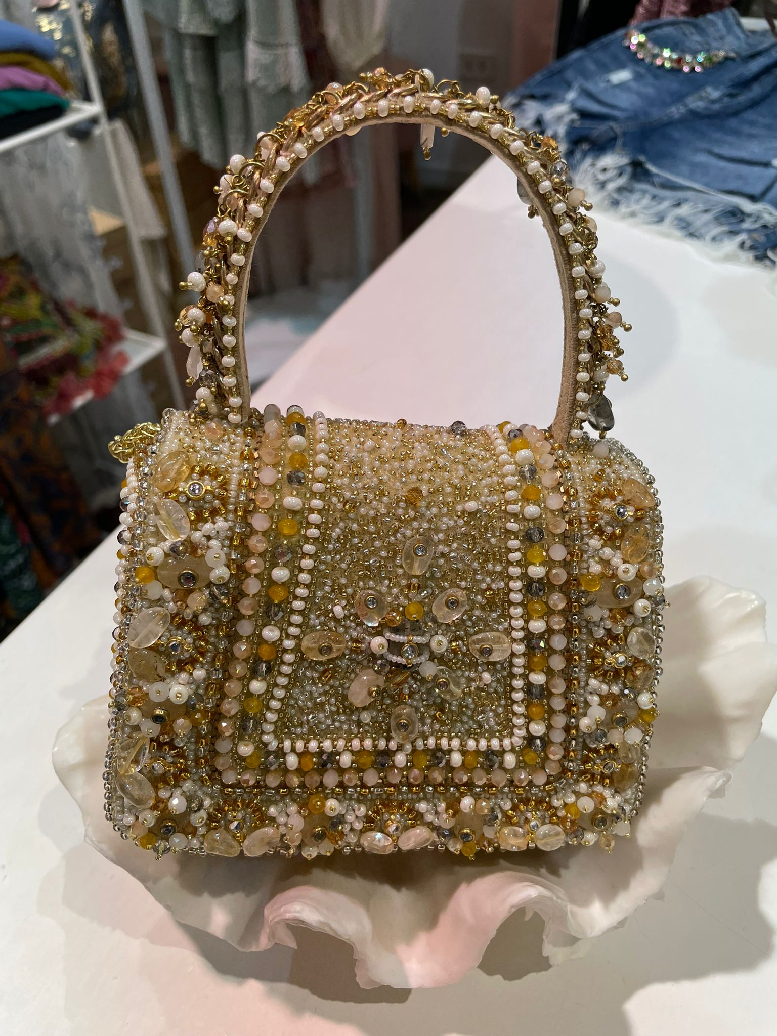 Borsa Perline e pietre oro