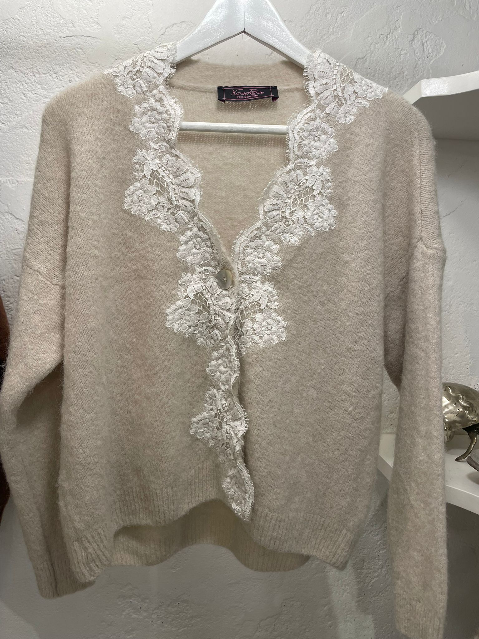 Cardigan corto con pizzo