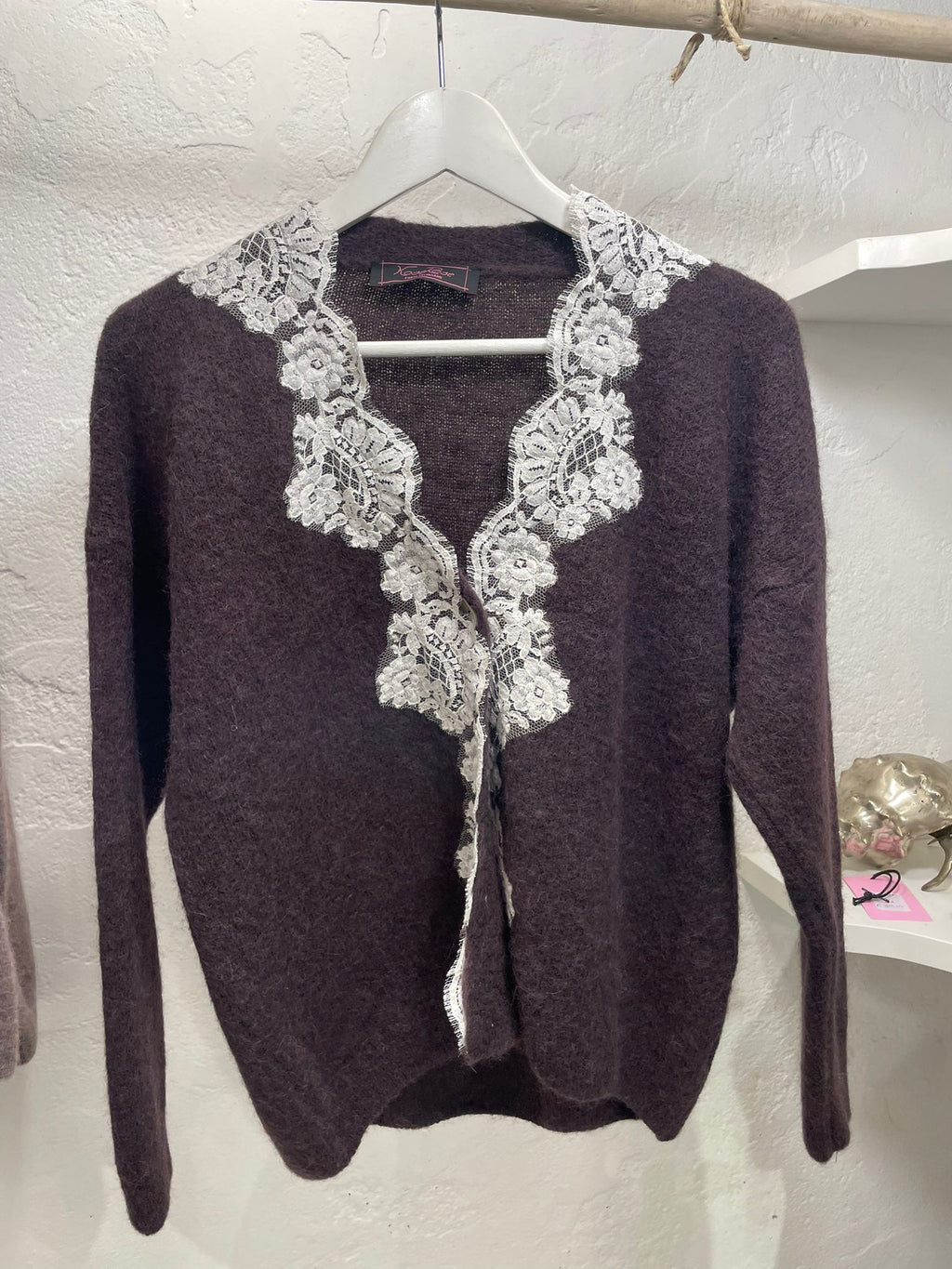 Cardigan corto con pizzo