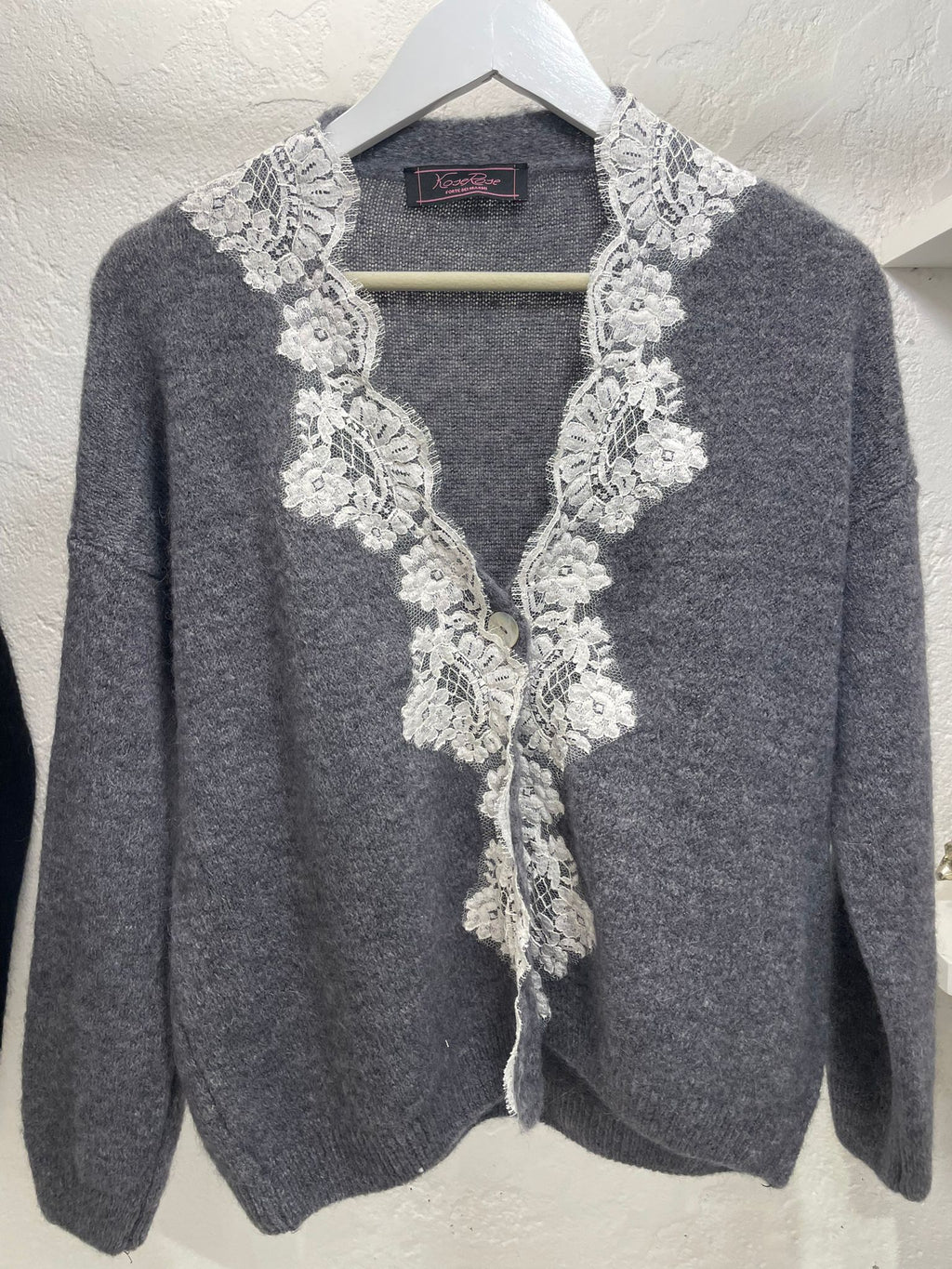 Cardigan corto con pizzo