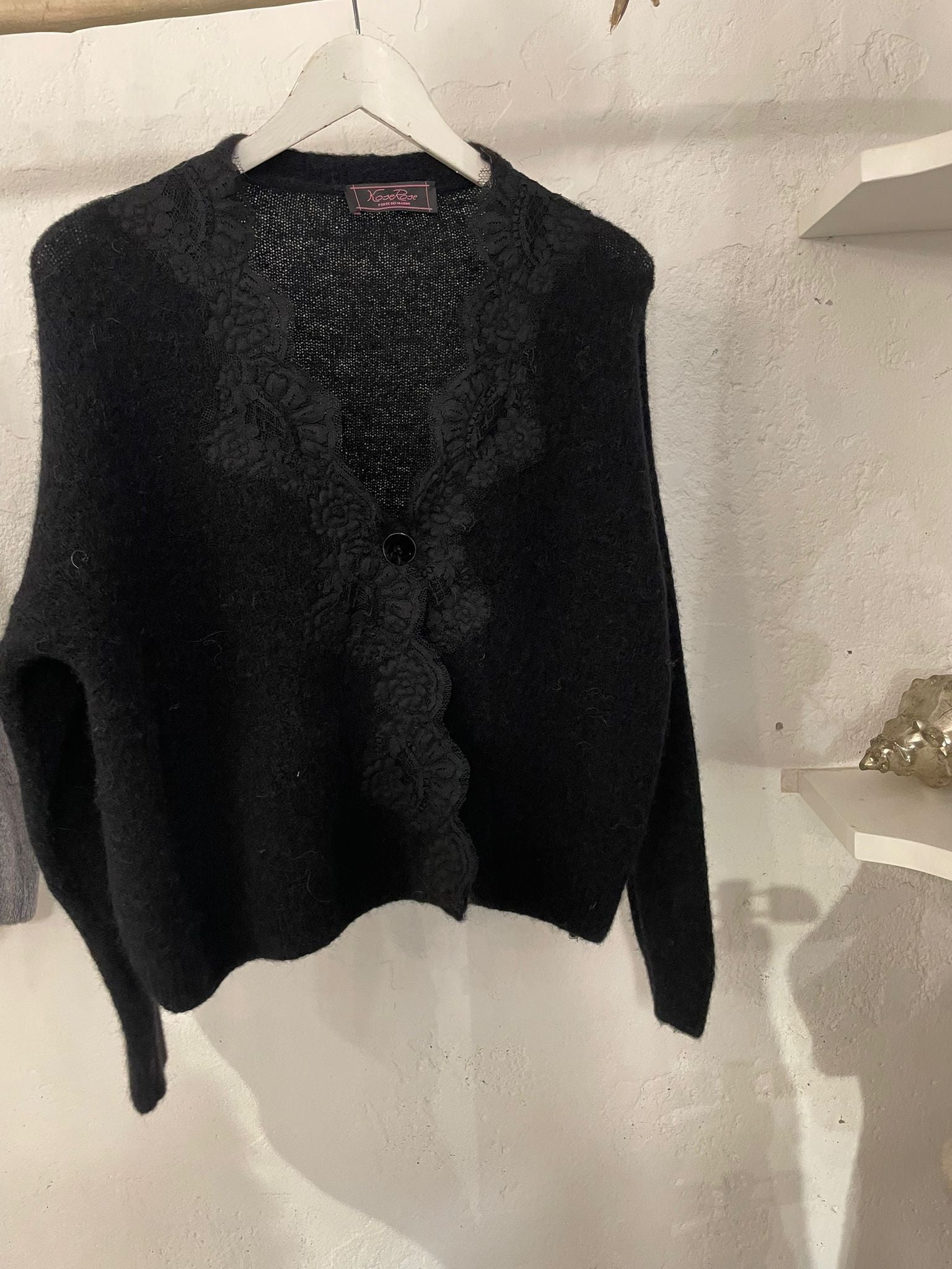 Cardigan corto con pizzo