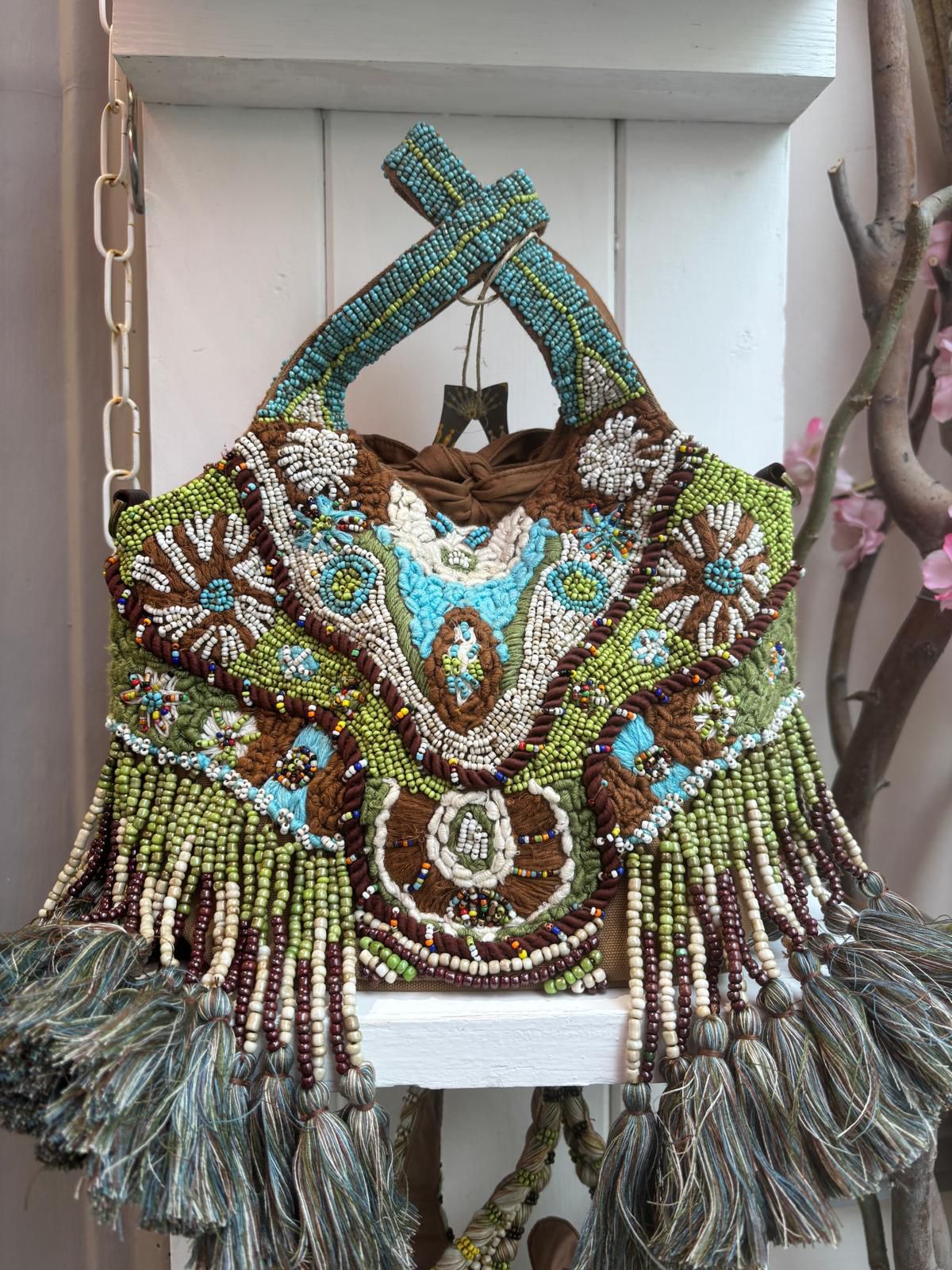 Borsa Perline Verde
