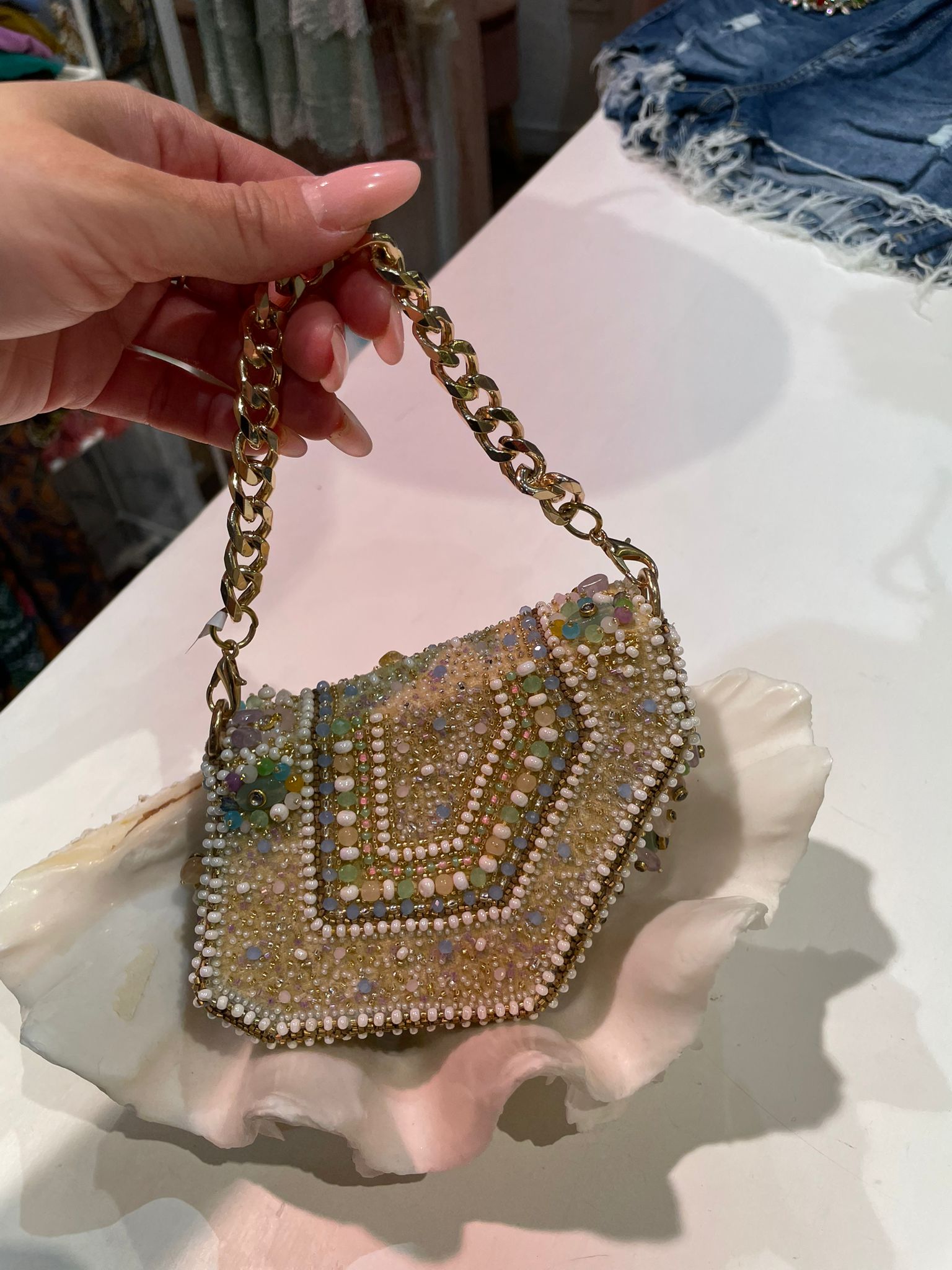 Borsa Perline forma geometrica
