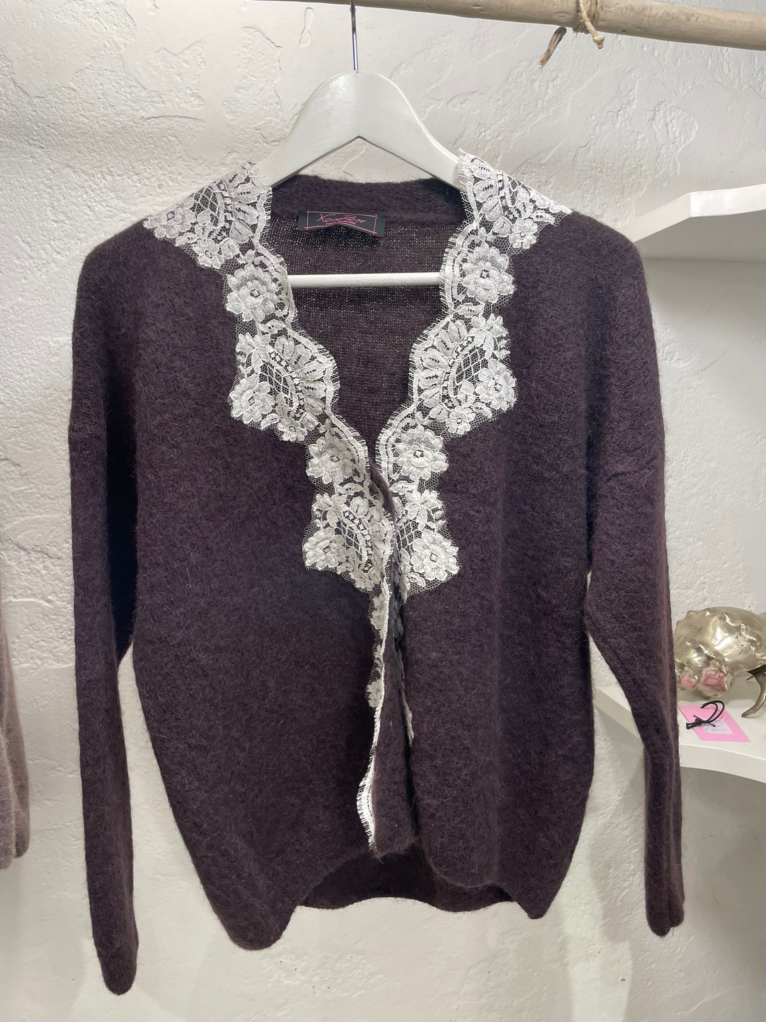 Cardigan corto con pizzo