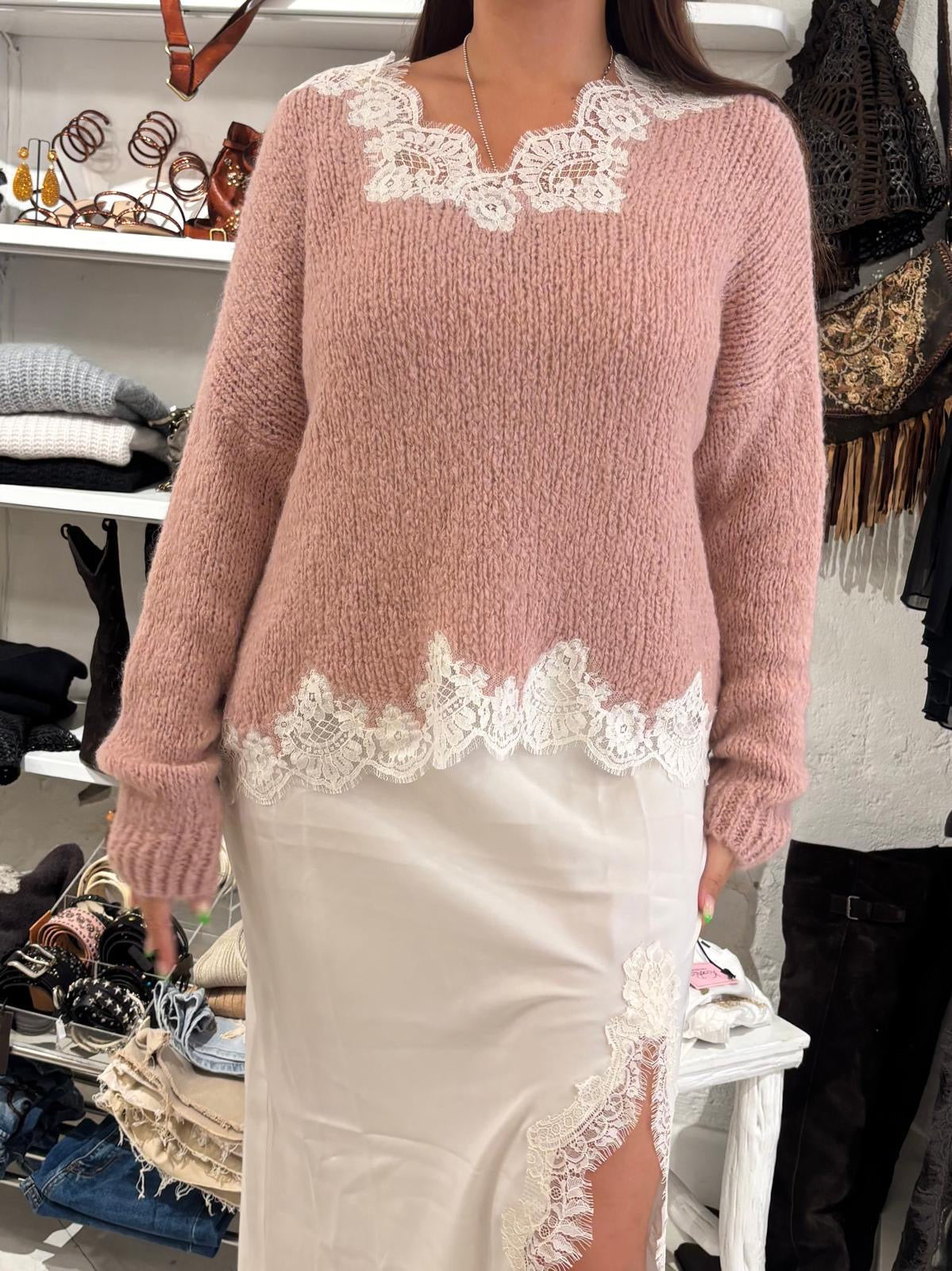 Pull inserti in pizzo intagliato