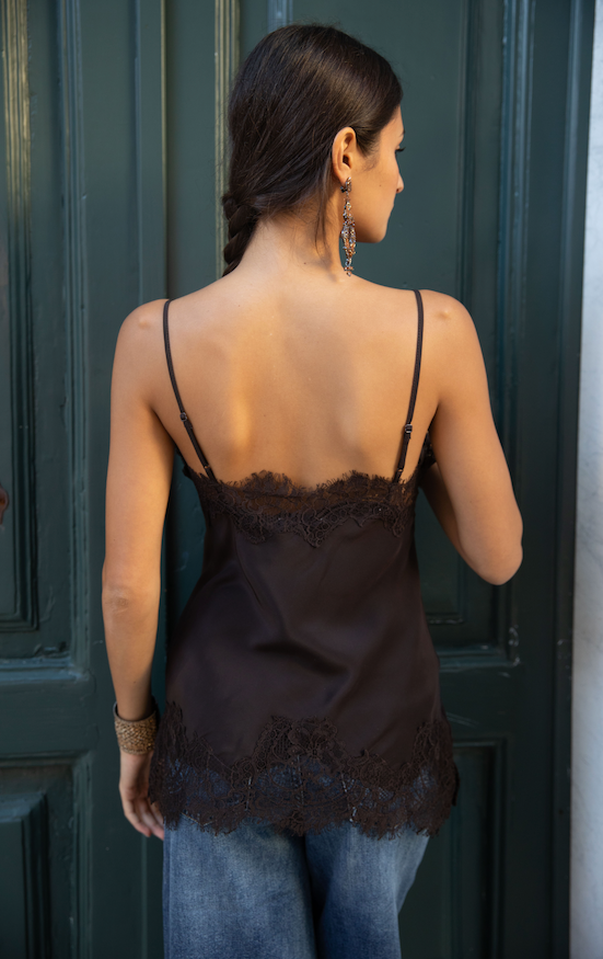Canotta seta con pizzo