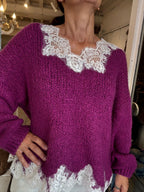 Pull inserti in pizzo intagliato