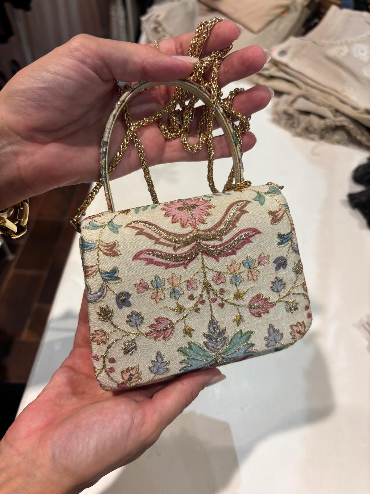 Borsa Perline con stampa a fiori
